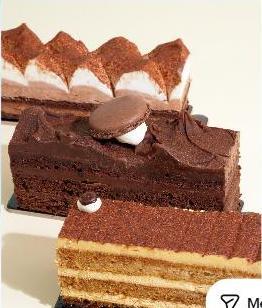 Layered chocolate and coffee cake slices